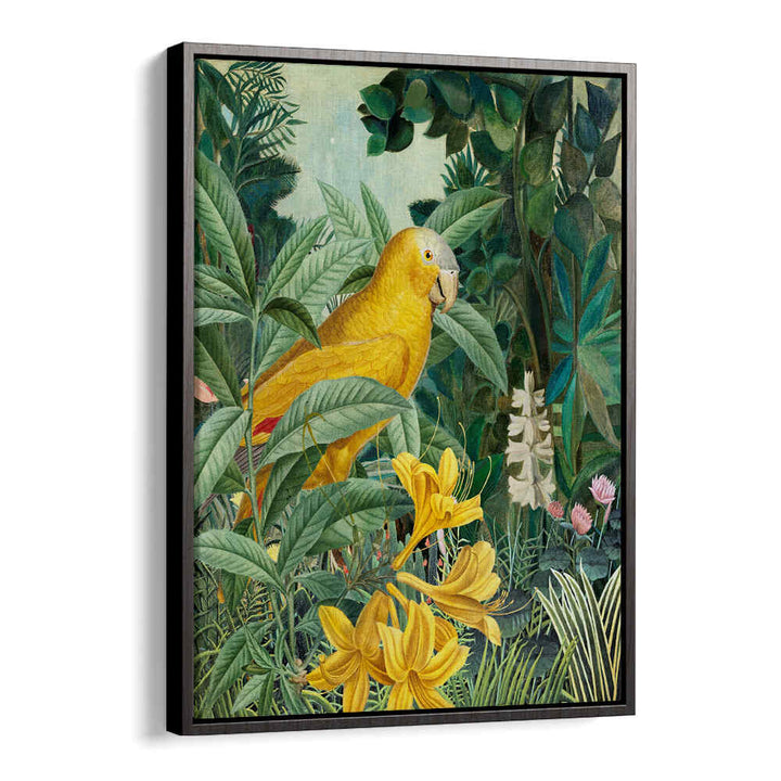 YELLOW PARROTS IN GREEN , ANIMAL PAINTINGS