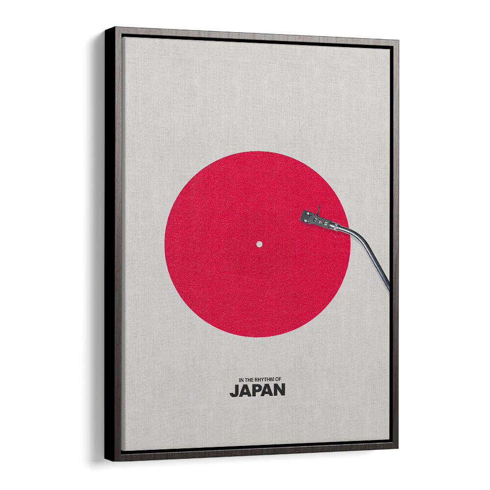 Stylish JAPAN RHYTHM , JAPANESE PAINTINGS artwork featuring a vibrant red circle and turntable design.