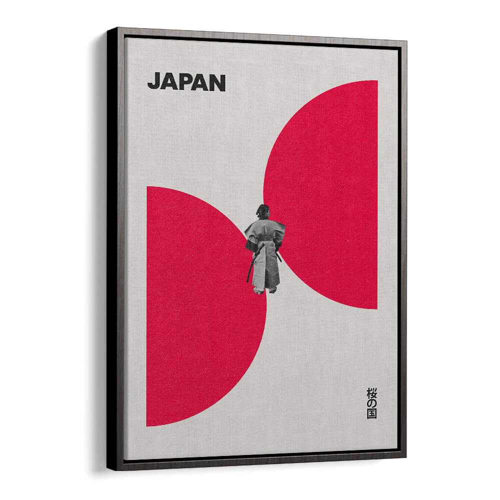 Stylish JAPAN WAY, JAPANESE PAINTINGS artwork featuring a figure against bold red shapes, perfect for modern decor.