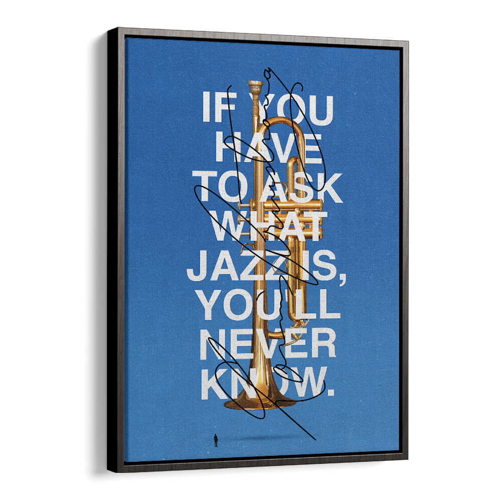 Stylish LOUIS, MUSIC POSTERS featuring a trumpet and a jazz quote, perfect for music lovers and decor enthusiasts.