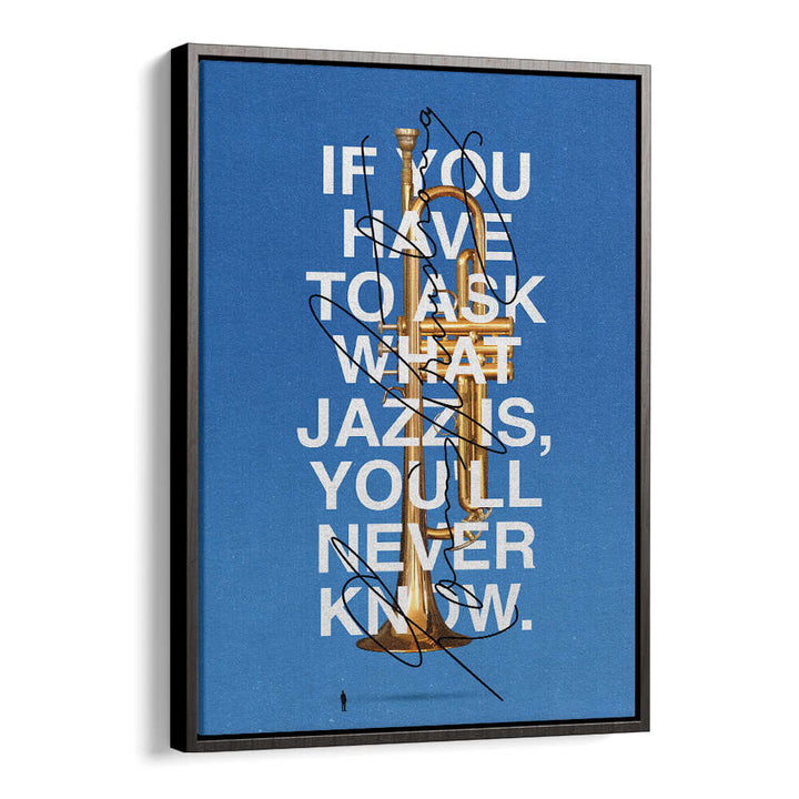 Stylish LOUIS, MUSIC POSTERS featuring a trumpet and a jazz quote, perfect for music lovers and decor enthusiasts.