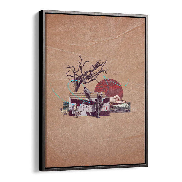 Surreal art print featuring a tree, figures, and abstract elements, perfect for lovers of SECRET, SURREAL ART PRINTS.
