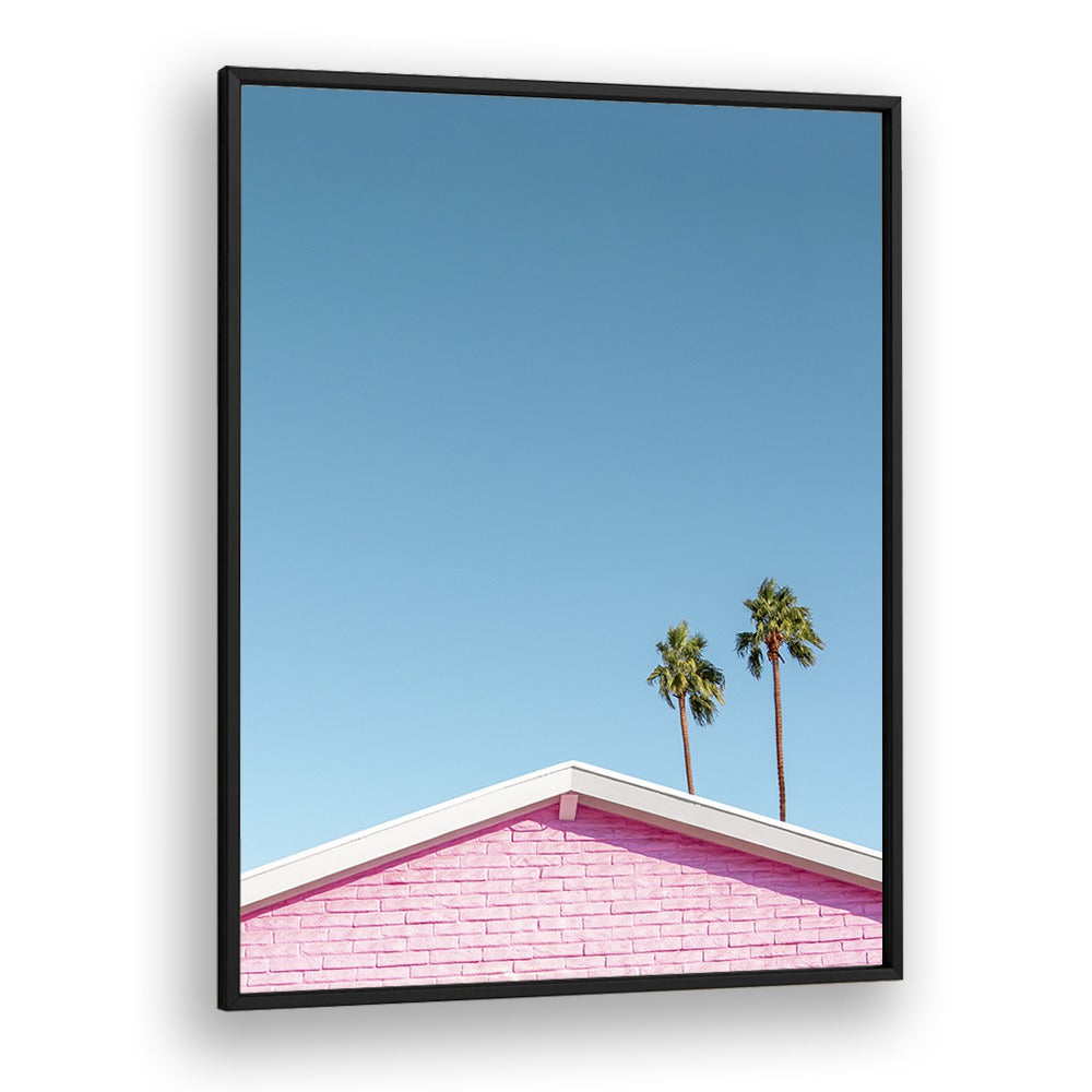 surreal painting - PINK ROOFLINE WITH PALM TREES by Asianmonk