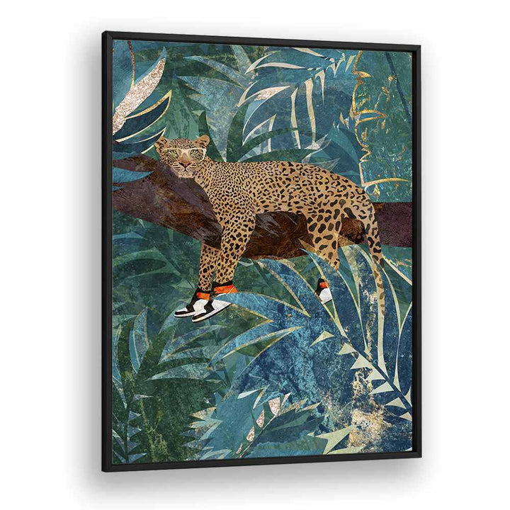 LEOPARD WEARING SNEAKERS IN JUNGLE BY SARAH MANOVSKI, WILDLIFE PAINTING