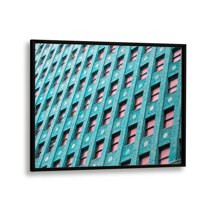 ABSTRACT painting - BRICK BUILDING WITH PINK WINDOWS by Asianmonk