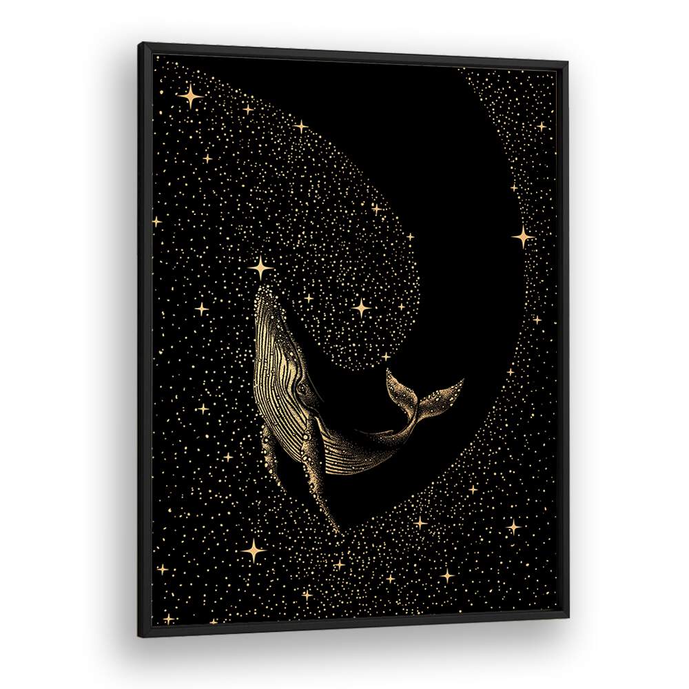 STARRY WHALE DARK GOLD VERSION BY ALIRIZA ÇAKIR SURREAL PAINTINGS, SURREAL ART