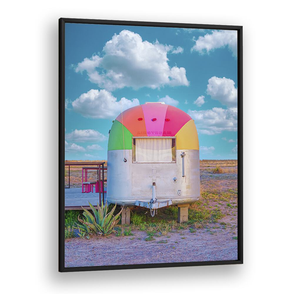 surreal painting - VINTAGE CAMPER TRAILER WITH RAINBOW TOP by Asianmonk