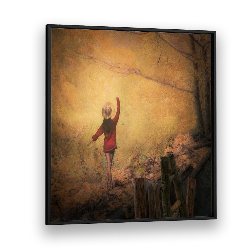 surreal painting - FAIRY TALE GOLDEN AUTUMN WALL ART by Asianmonk