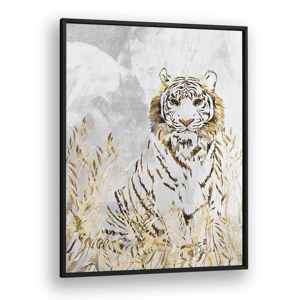 GOLDEN TIGER IN THE LEAVES BY SARAH MANOVSKI, WILDLIFE PAINTING