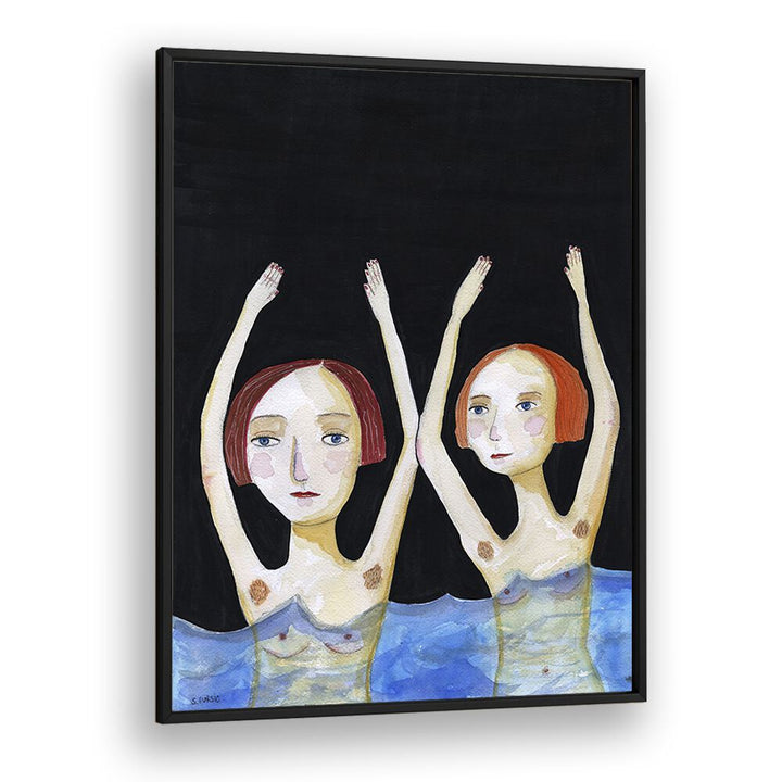 Vintage painting - SWIMMING GIRLS by Asianmonk