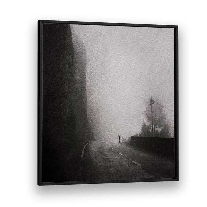 surreal painting - FOGGY COUNTRY ROAD WALL ART by Asianmonk