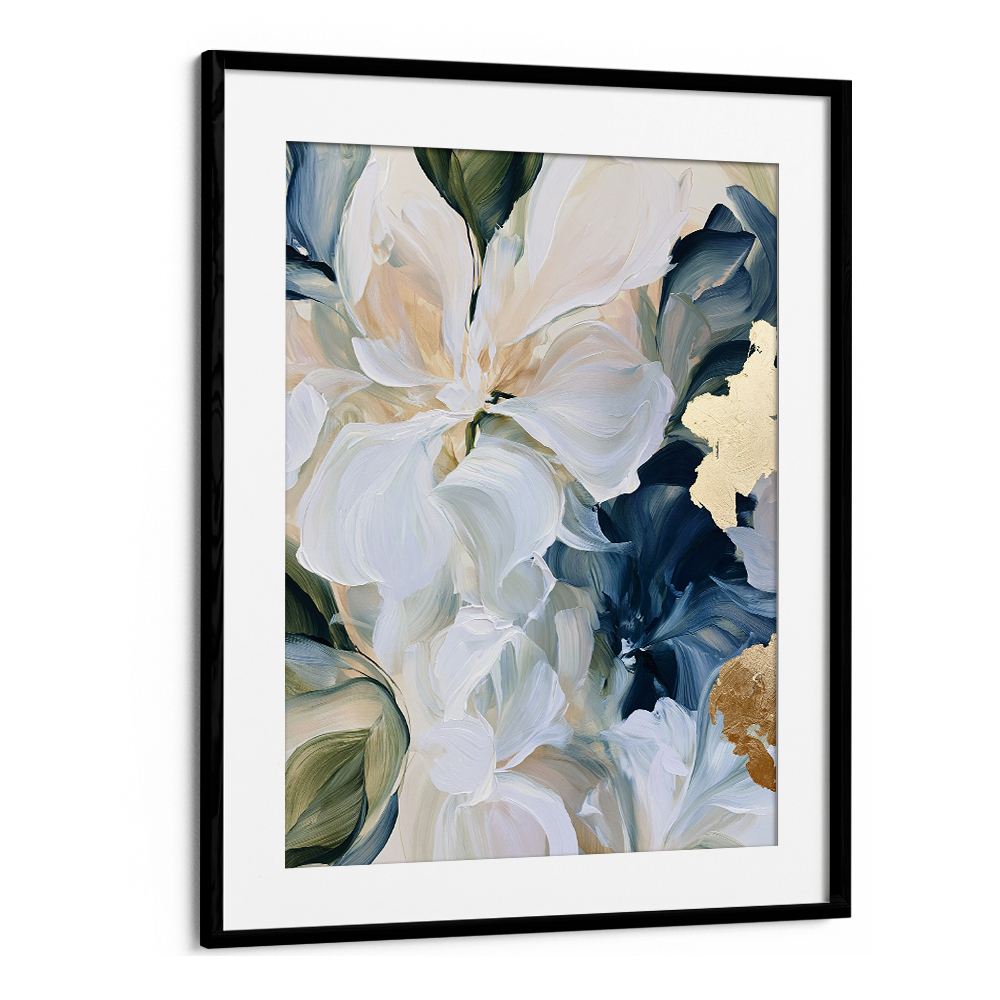 ABSTRACT BLUE GOLD FLOWERS
