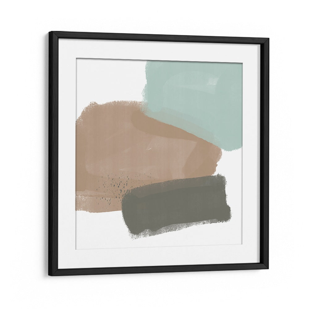 Framed ABSTRACT SHAPES NO III, ABSTRACT PAINTINGS featuring soft hues and textured strokes for modern decor.
