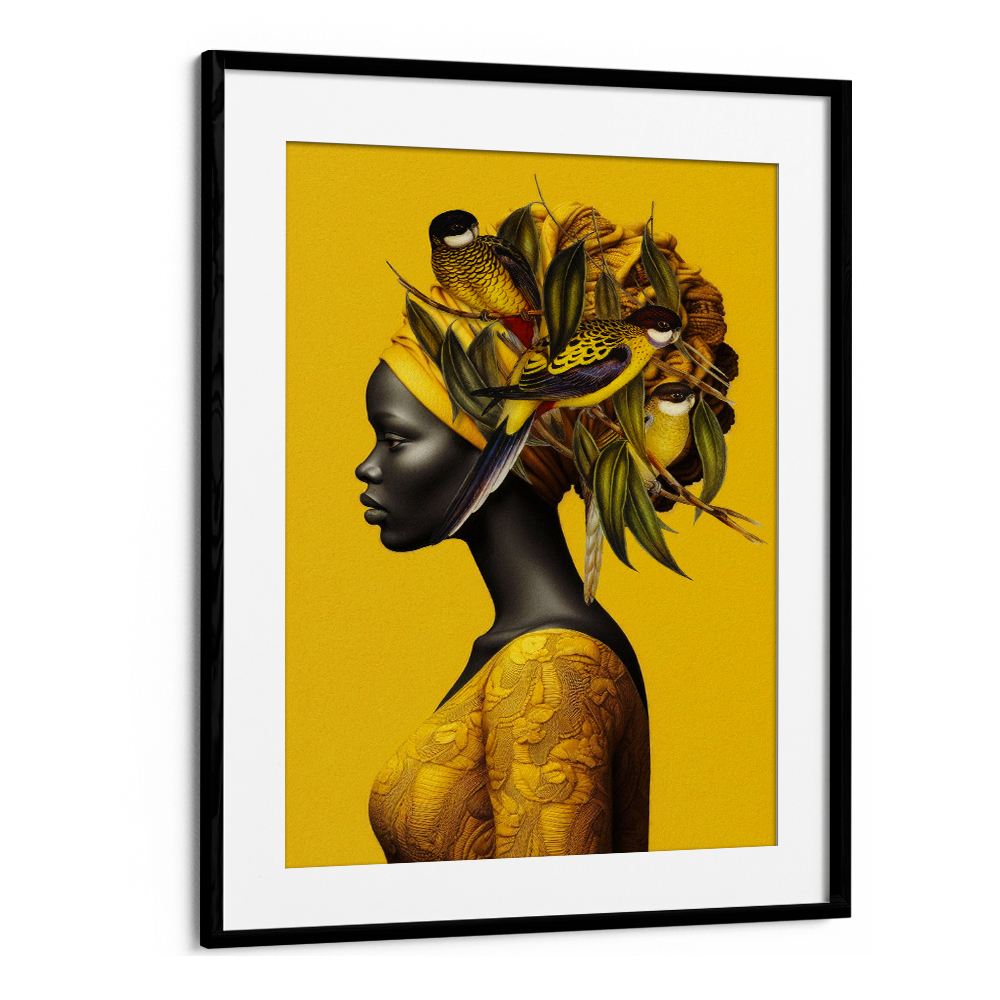 AFRICAN WOMAN GOLDEN BIRDS