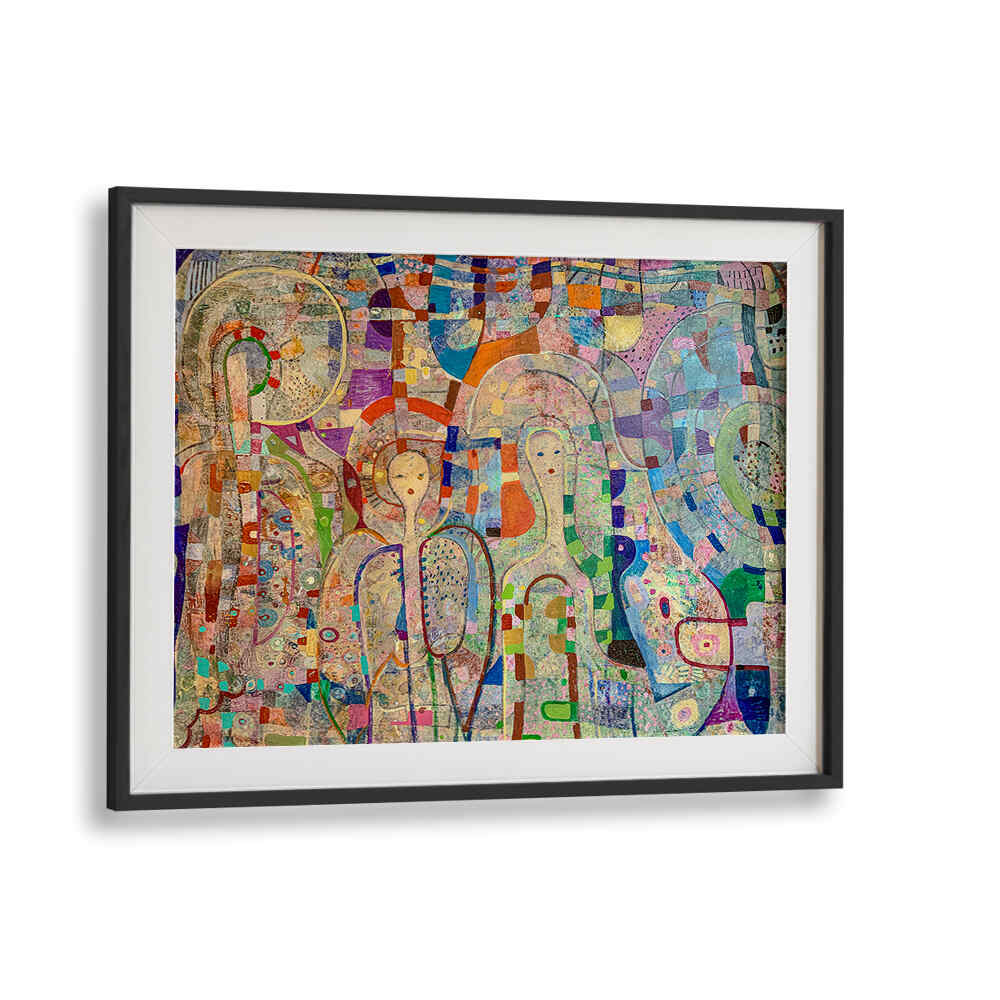 ANGELS AMONG US , ABSTRACT PAINTINGS Blackmount — colorful abstract with layered textures, gradients, ethereal figures
