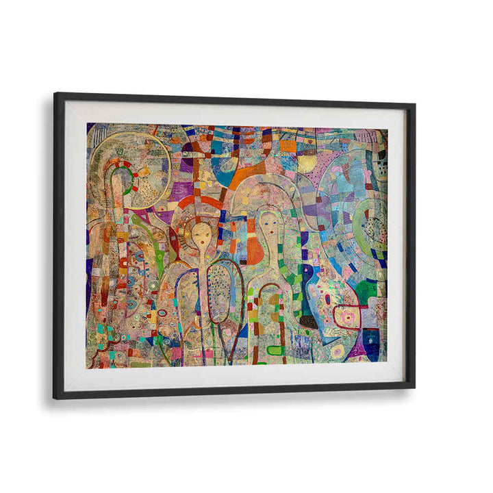 ANGELS AMONG US , ABSTRACT PAINTINGS Blackmount — colorful abstract with layered textures, gradients, ethereal figures
