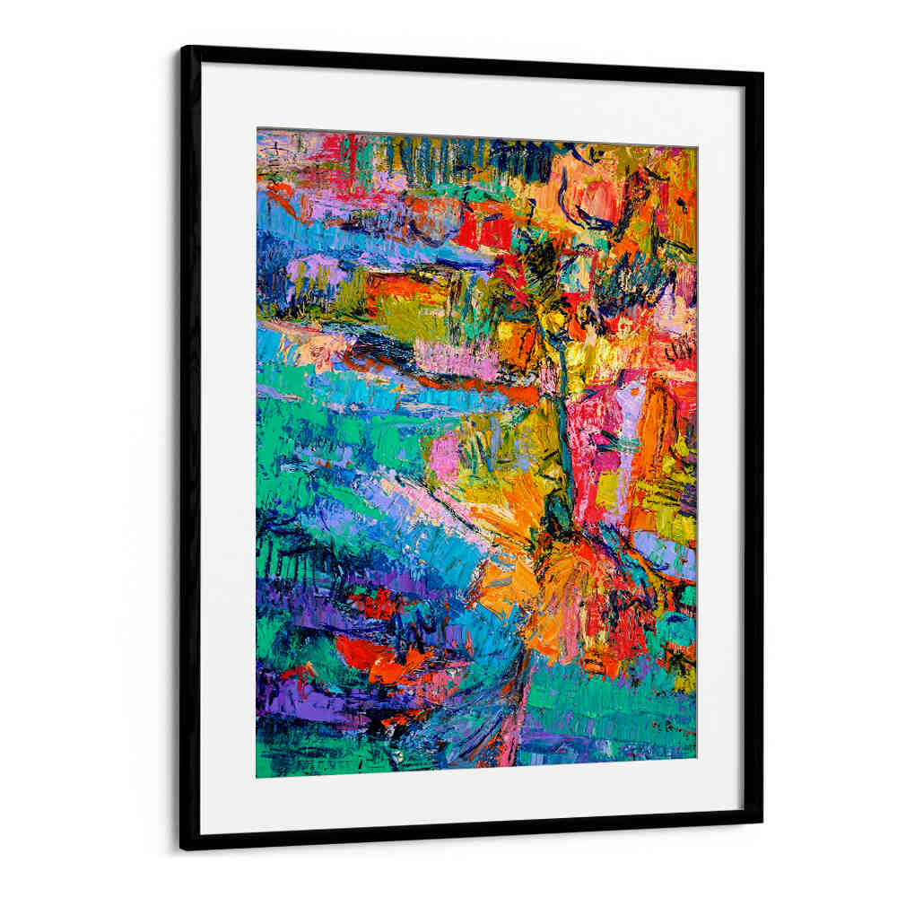 Framed Blackmount ABSTRACT COLOR PALETTE , ABSTRACT PAINTINGS with vibrant textured hues for modern living spaces