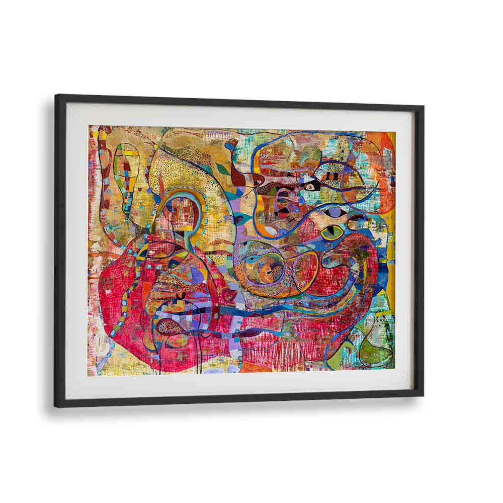 Blackmount BABY , ABSTRACT PAINTINGS: framed colorful abstract art with soft pastels and organic shapes for a nursery or living space