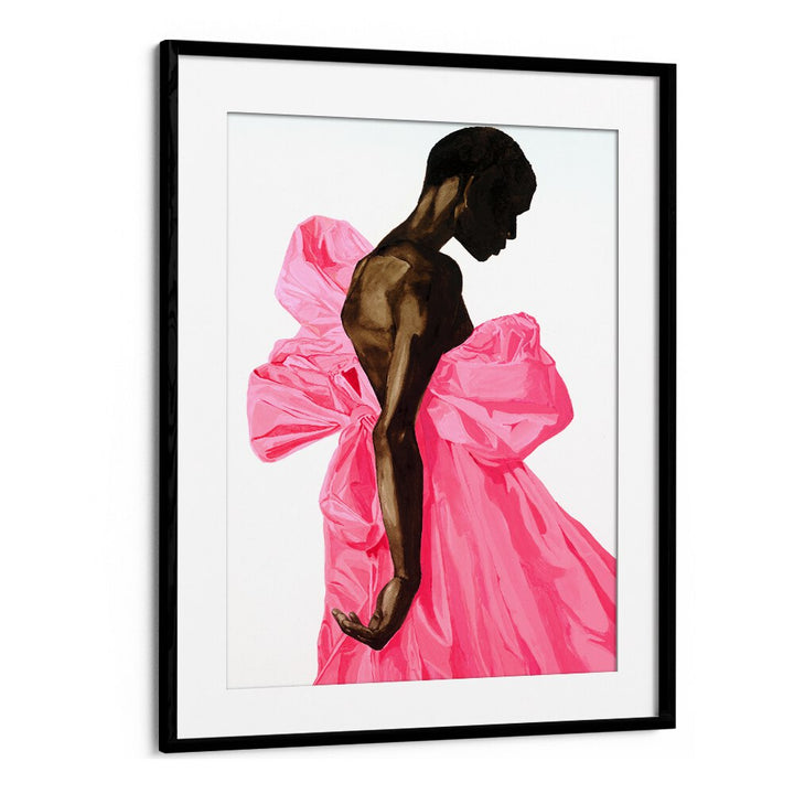 Elegant artwork featuring a figure in a pink dress, perfect for enhancing your space with BLOOM IV, PORTRAITS.