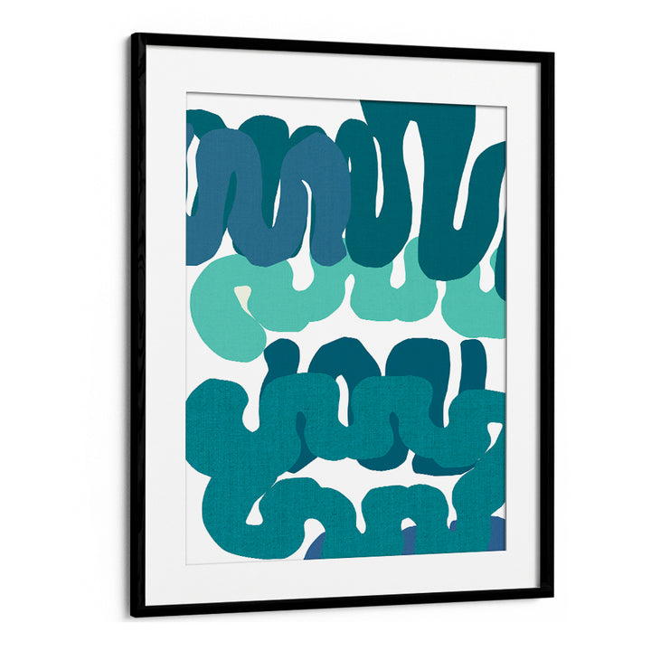 Vibrant BLUE SQUIGGLES II, ABSTRACT PAINTINGS with dynamic blue patterns, perfect for art collections and creative spaces.