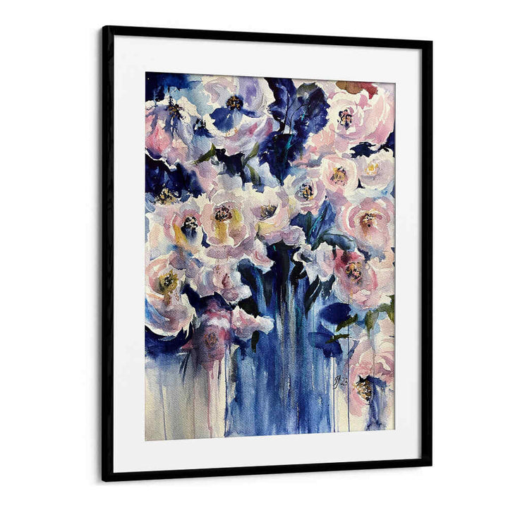 BLUE VASE , FLORAL FLOWER PAINTINGS