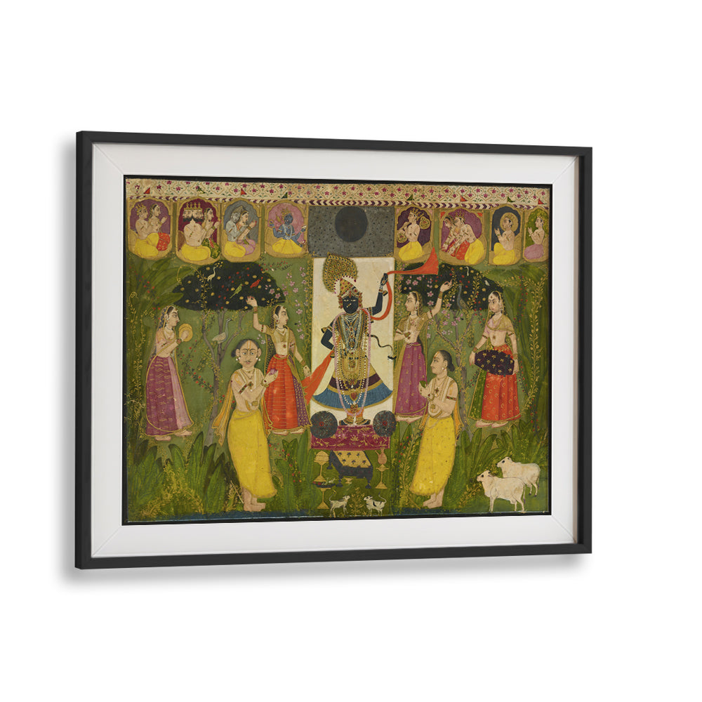 WORSHIP OF SHRI NATHJI , INDIAN ART PAINTINGS