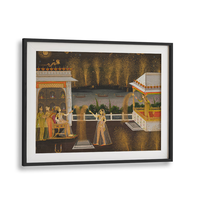 ROYAL WOMEN CELEBRATING DIWALI , INDIAN ART PAINTINGS