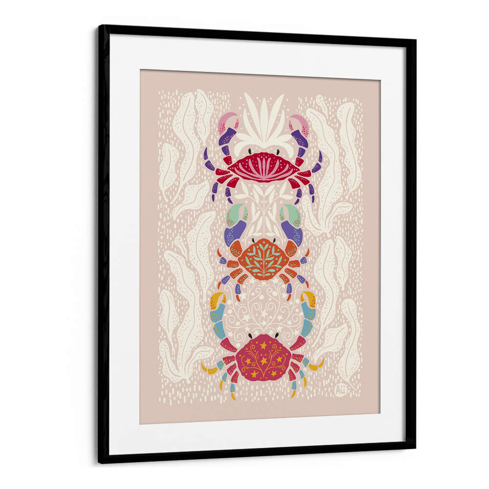 COLORFUL CRABS IN RED , BAR & CAFE ART