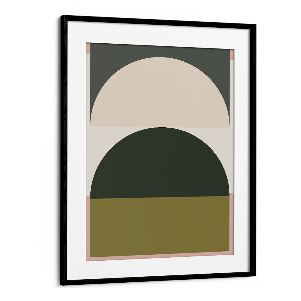 Stylish framed CONTEMPORARY ABSTRACT XIII, GEOMETRIC ART PRINTS featuring modern shapes and earthy tones.