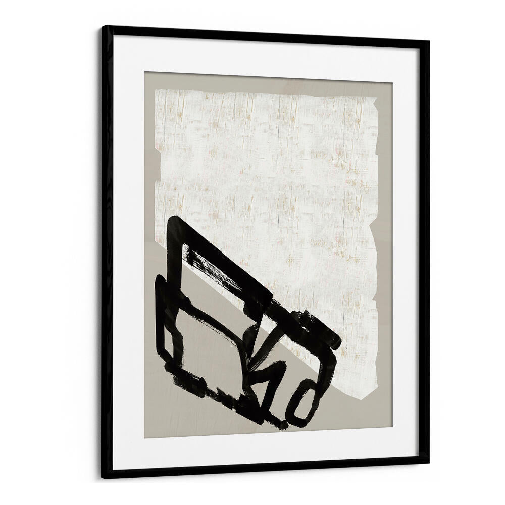 Stunning CONTEMPORARY I , ABSTRACT PAINTINGS featuring bold black designs on a textured background for modern decor.