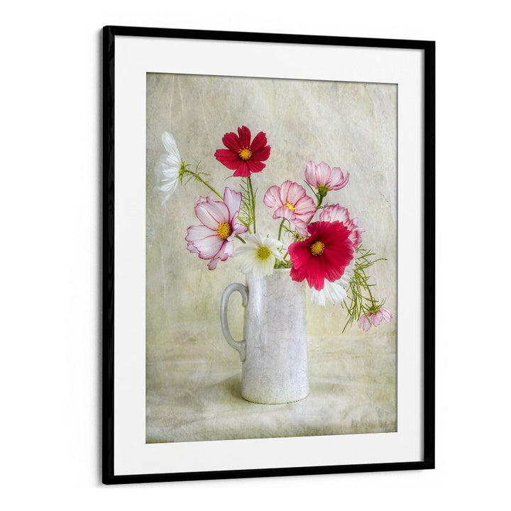 Vibrant COSMOS CARNIVAL, FLORAL FLOWER PAINTINGS in a jug, perfect for enhancing any event or decor.