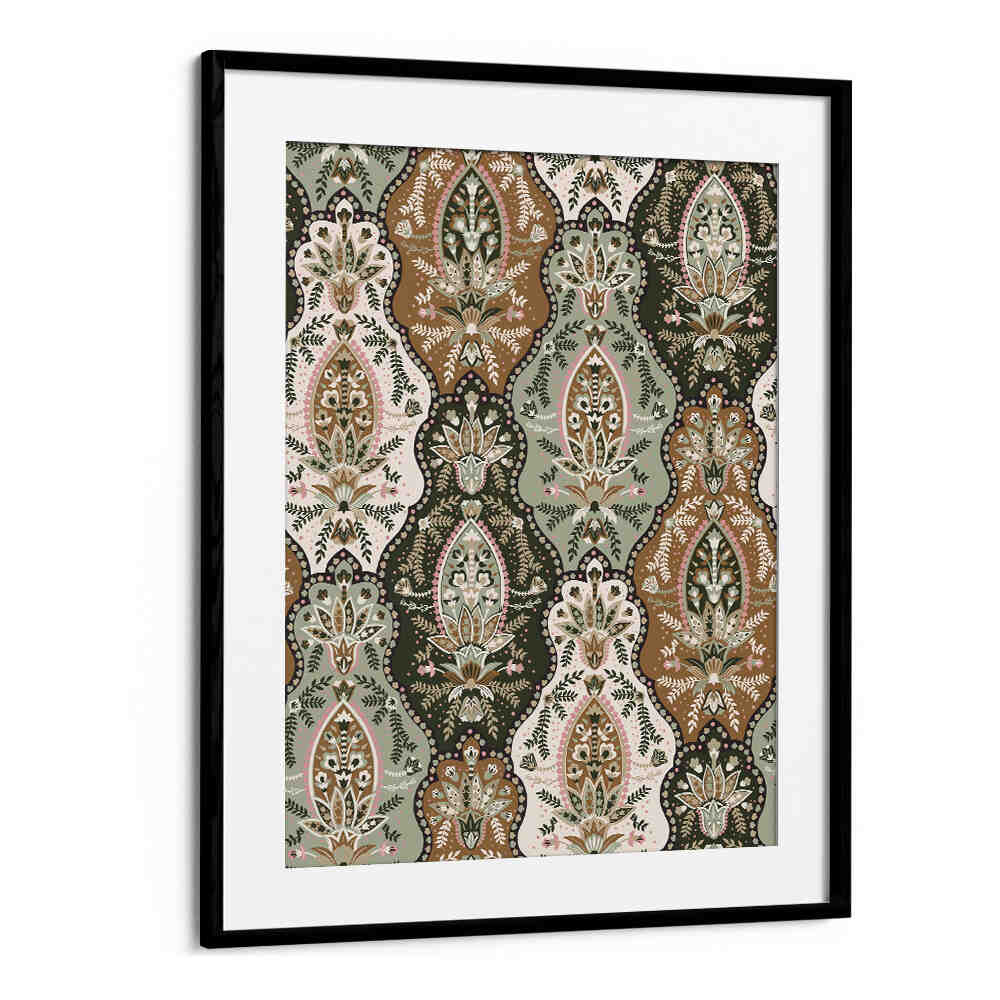 COUNTRY HOUSE PAISLEY GREEN , PATTERN ART PRINTS