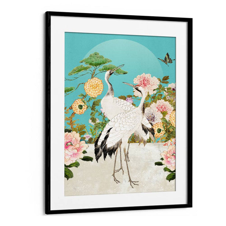 ELEGANT CRANES AND PEONIES