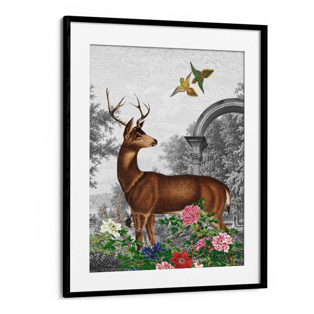 ELEGANT DEER GARDEN SCENE