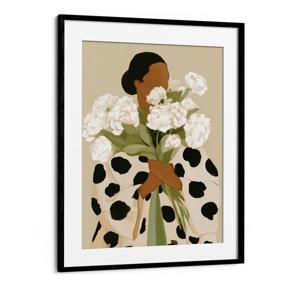 ELEGANT WOMAN WHITE PEONIES