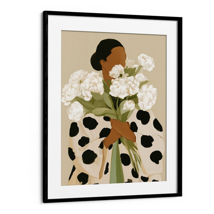ELEGANT WOMAN WHITE PEONIES