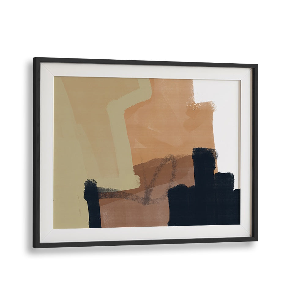 Elegant FROZEN ABSTRACT NO III, ABSTRACT PAINTINGS featuring warm tones and bold dark elements, perfect for modern decor.