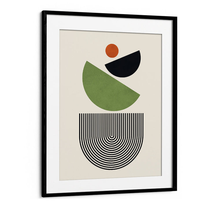 GEOMETRIC SHAPES IN GREEN BLACK AND ORANGE , GEOMETRIC ART PRINTS