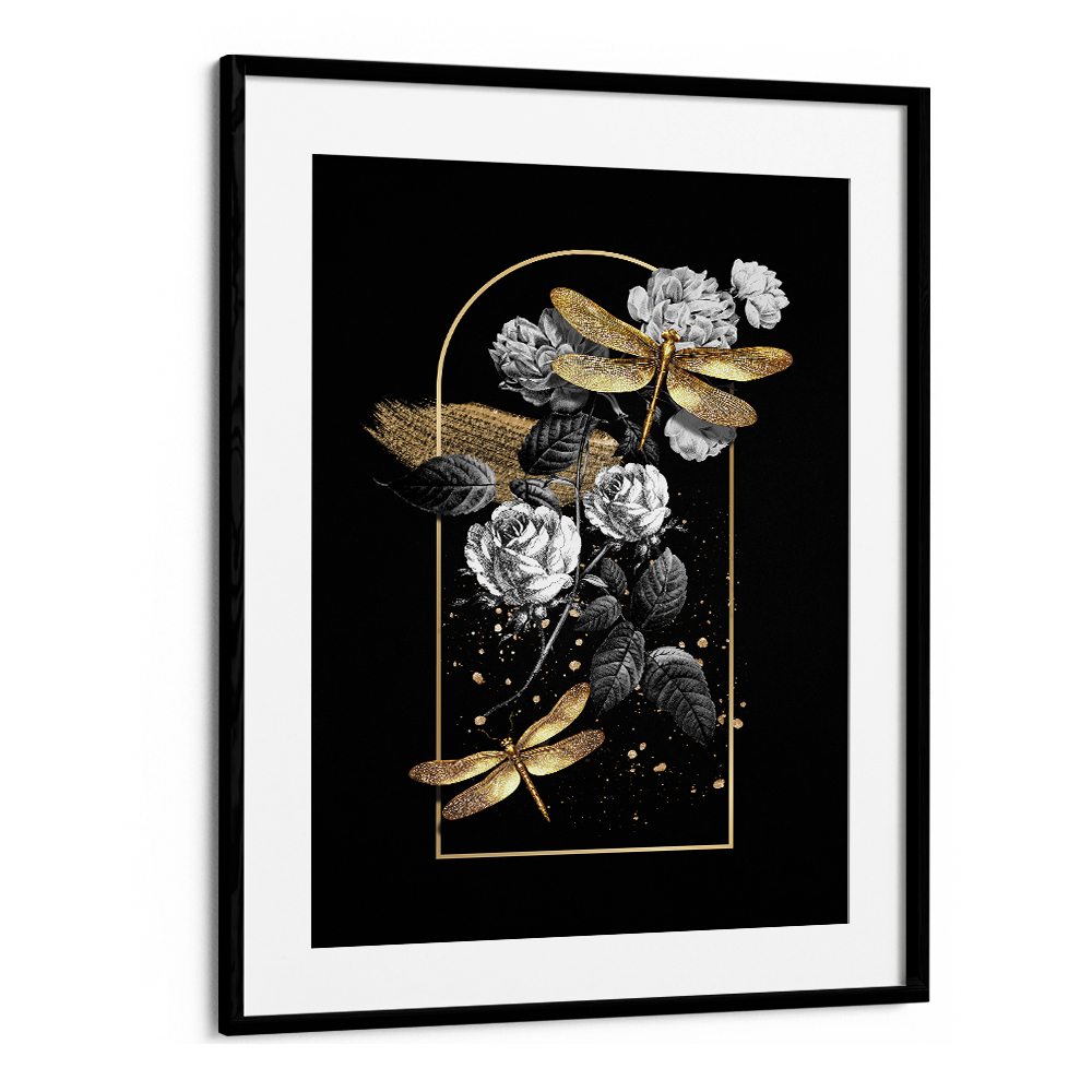 GILDED DRAGONFLIES AND ROSES