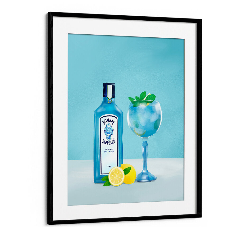 GIN COCKTAIL , BAR artwork by Blackmount featuring Bombay Sapphire bottle and blue cocktail.