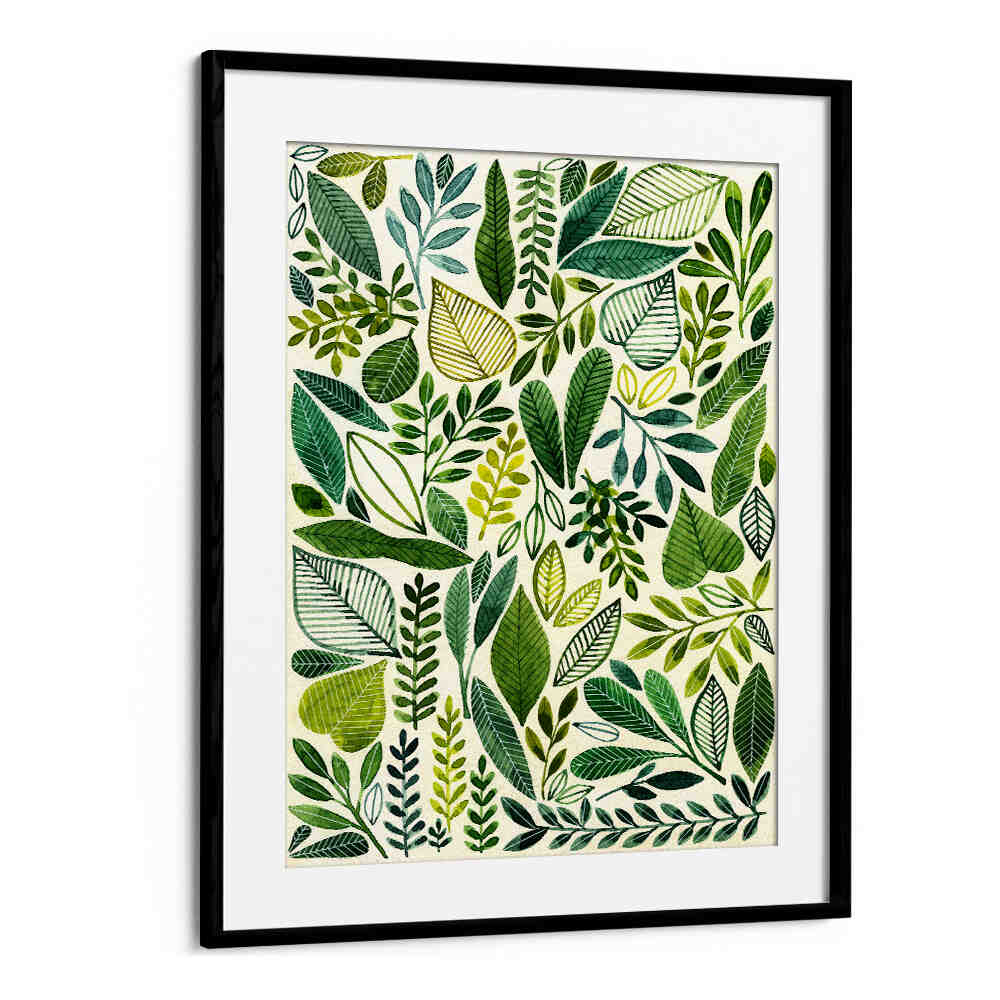 GREEN LEAVES IN VARIOUS SHAPES