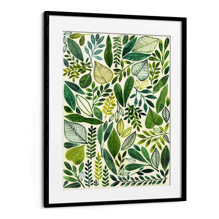 GREEN LEAVES IN VARIOUS SHAPES