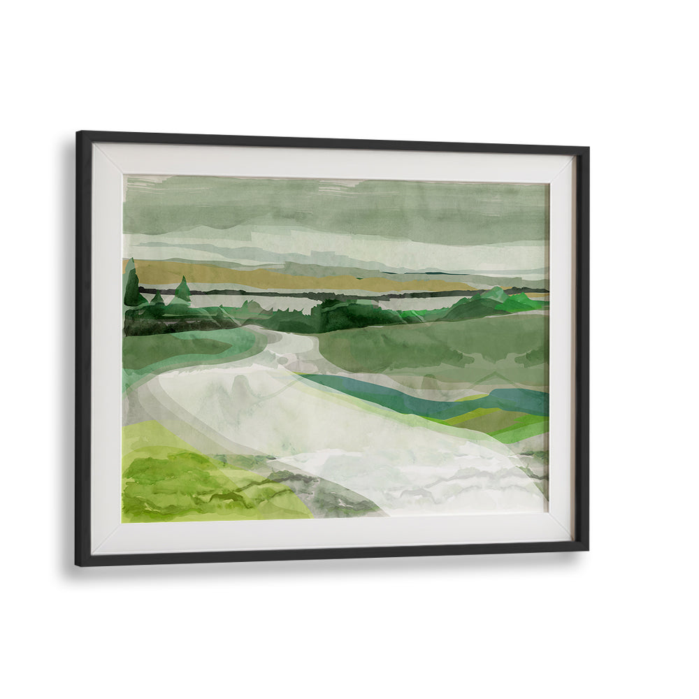 Lush greens and serene landscapes in GREEN PASTURES I, LANDSCAPE PAINTINGS, perfect for tranquil home decor.