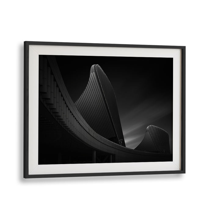 Stunning black and white HARP STRUCTURE, PHOTOGRAPHY PRINTS showcasing architectural elegance and artistry.