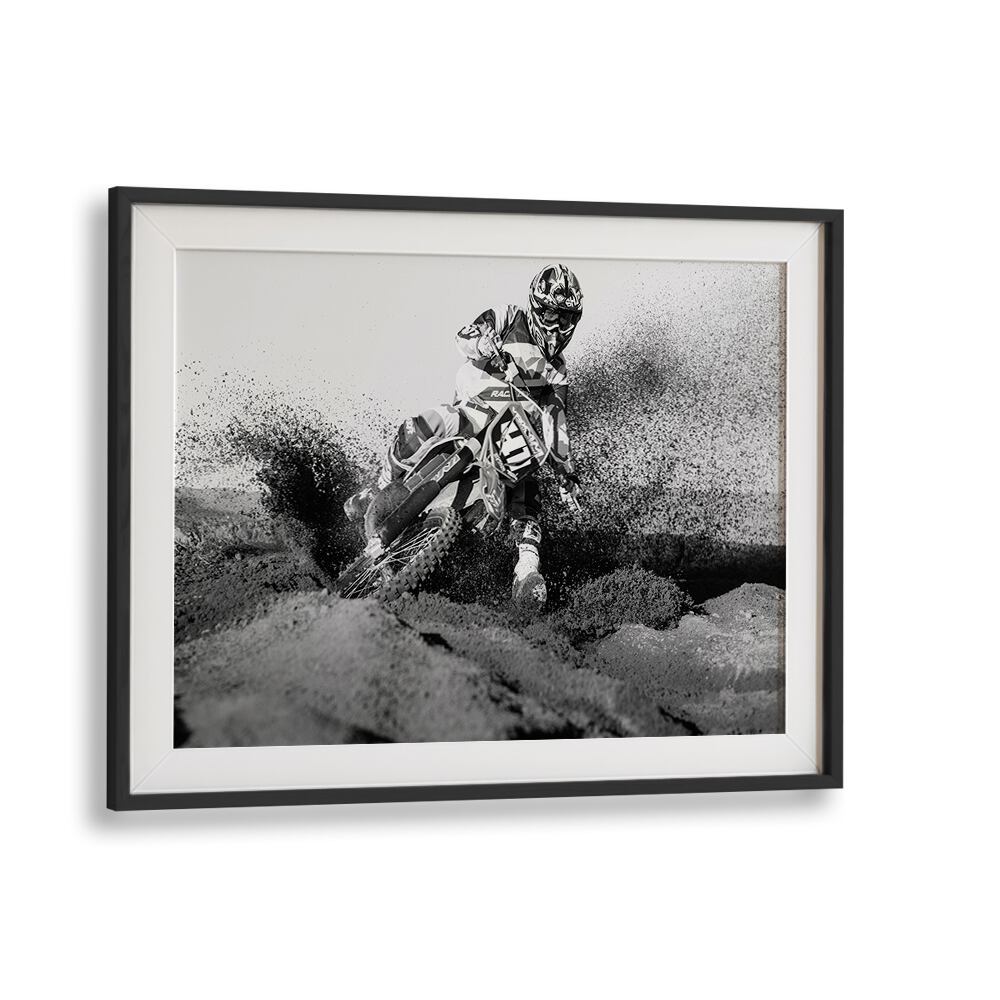 Dynamic black and white KRISZTIAN TOMPA, PHOTOGRAPHY PRINTS showcase thrilling motocross action and artistry.