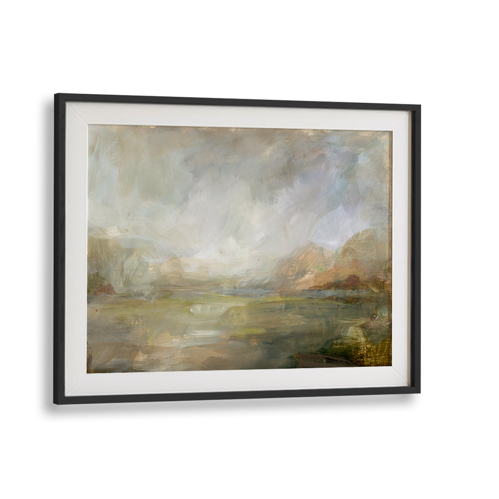 Serene Misty Morning Vista landscape painting showcasing calming light and fog, perfect for tranquil home decor.