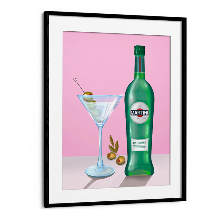 Blackmount MARTINI COCKTAIL , BAR art print featuring Martini bottle and martini glass.