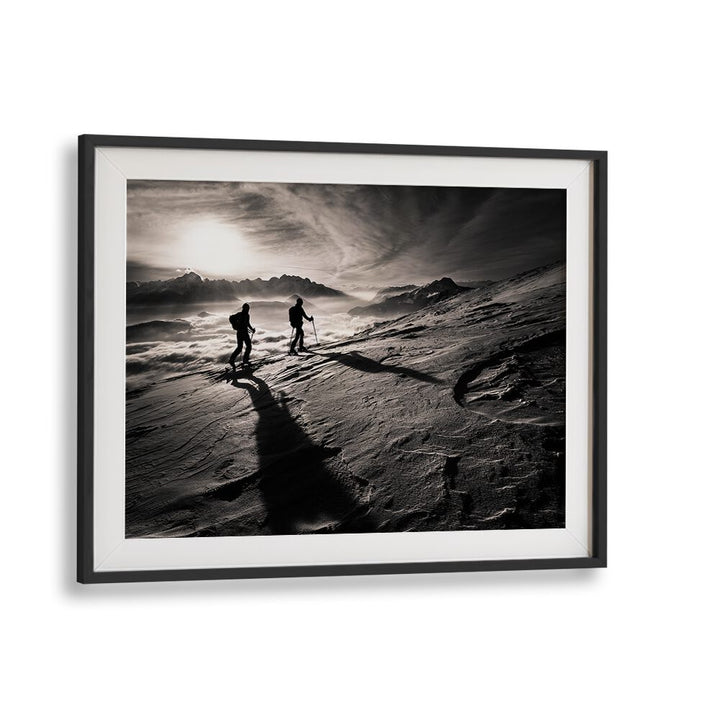 Stunning MOONWALKERS, PHOTOGRAPHY PRINTS showcase dynamic silhouettes against a breathtaking mountain backdrop.