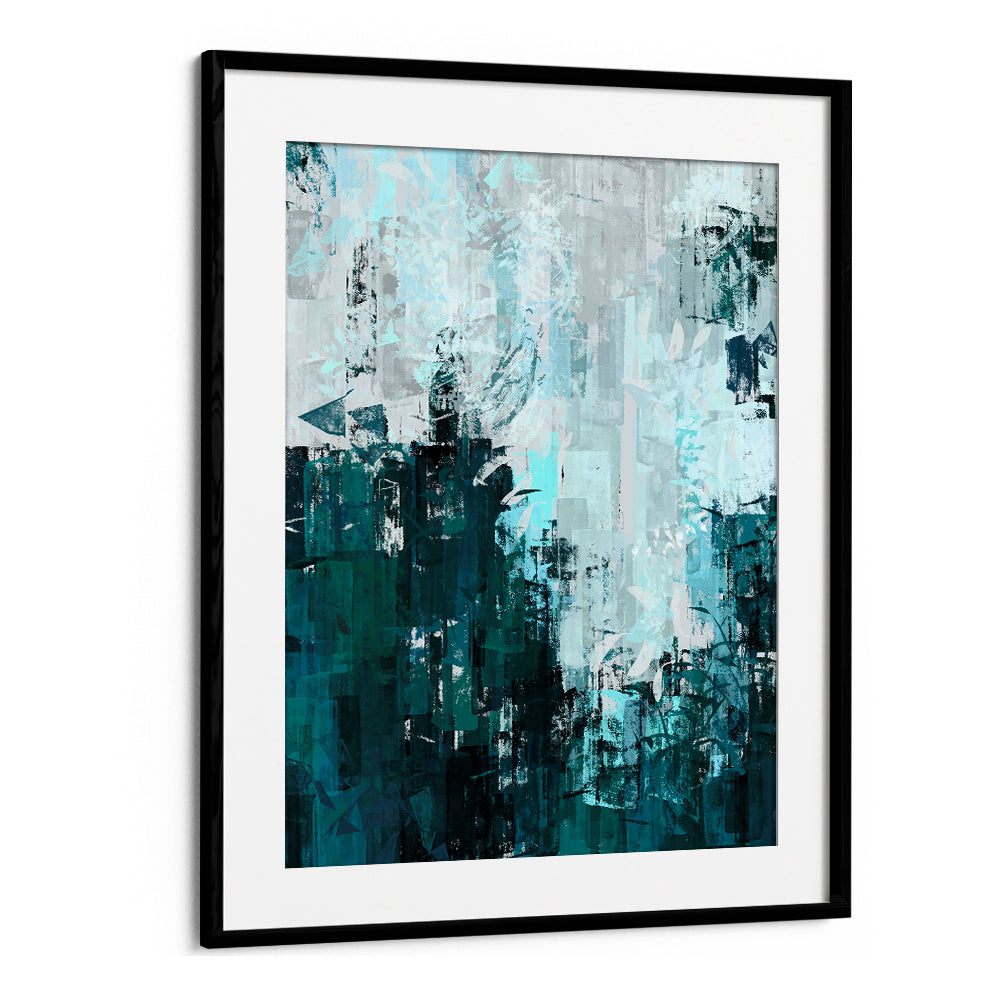 Stunning OCEAN, ABSTRACT PAINTINGS in teal and gray, perfect for transforming your living space with contemporary art.