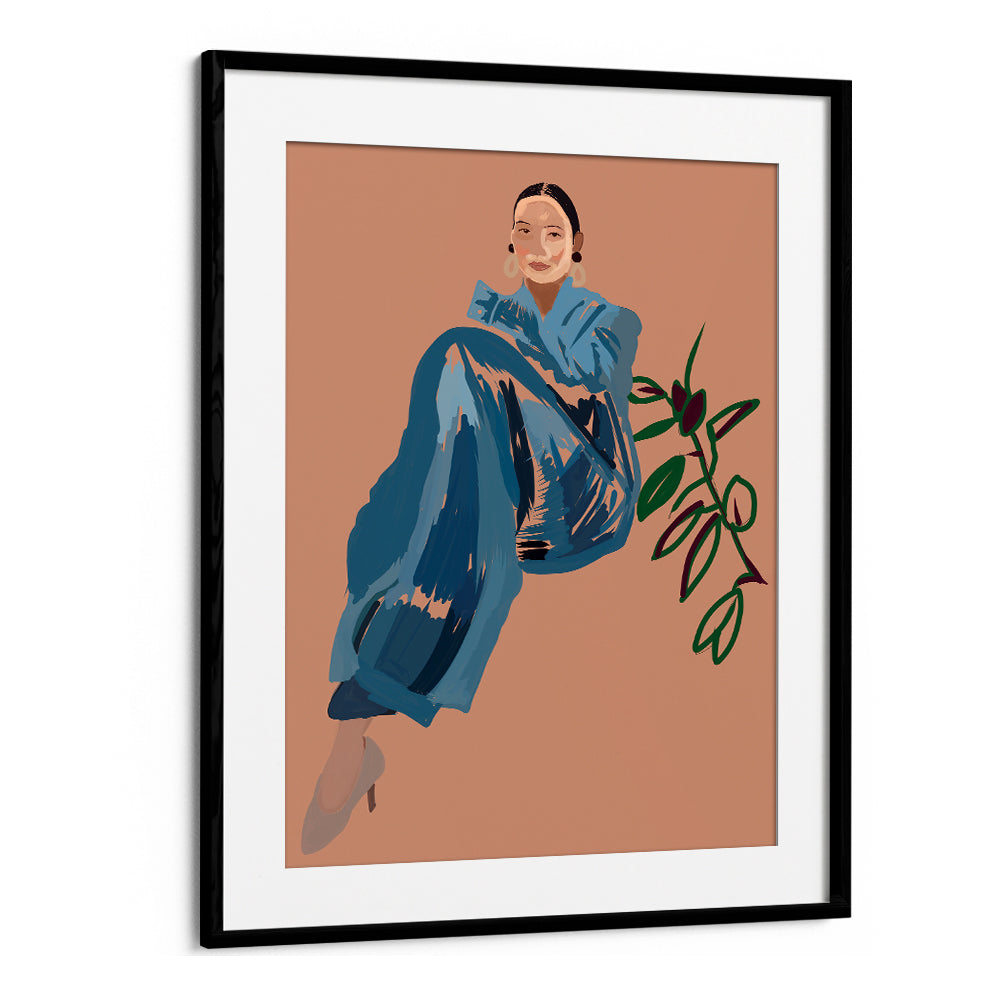 Stylish figurative illustration of a woman in blue, embodying PAJAMA CHIC II, PORTRAITS elegance and comfort.